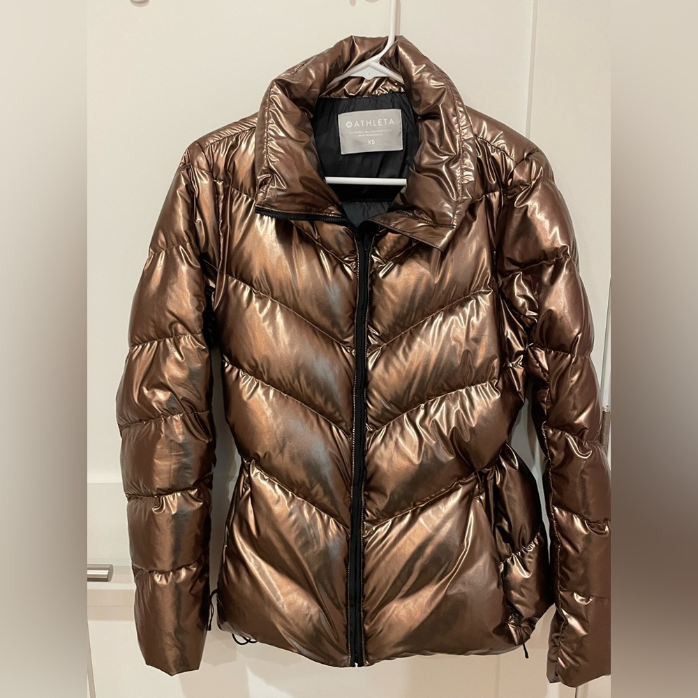 Athlete Gold/Bronzeze Puffer Jacket.